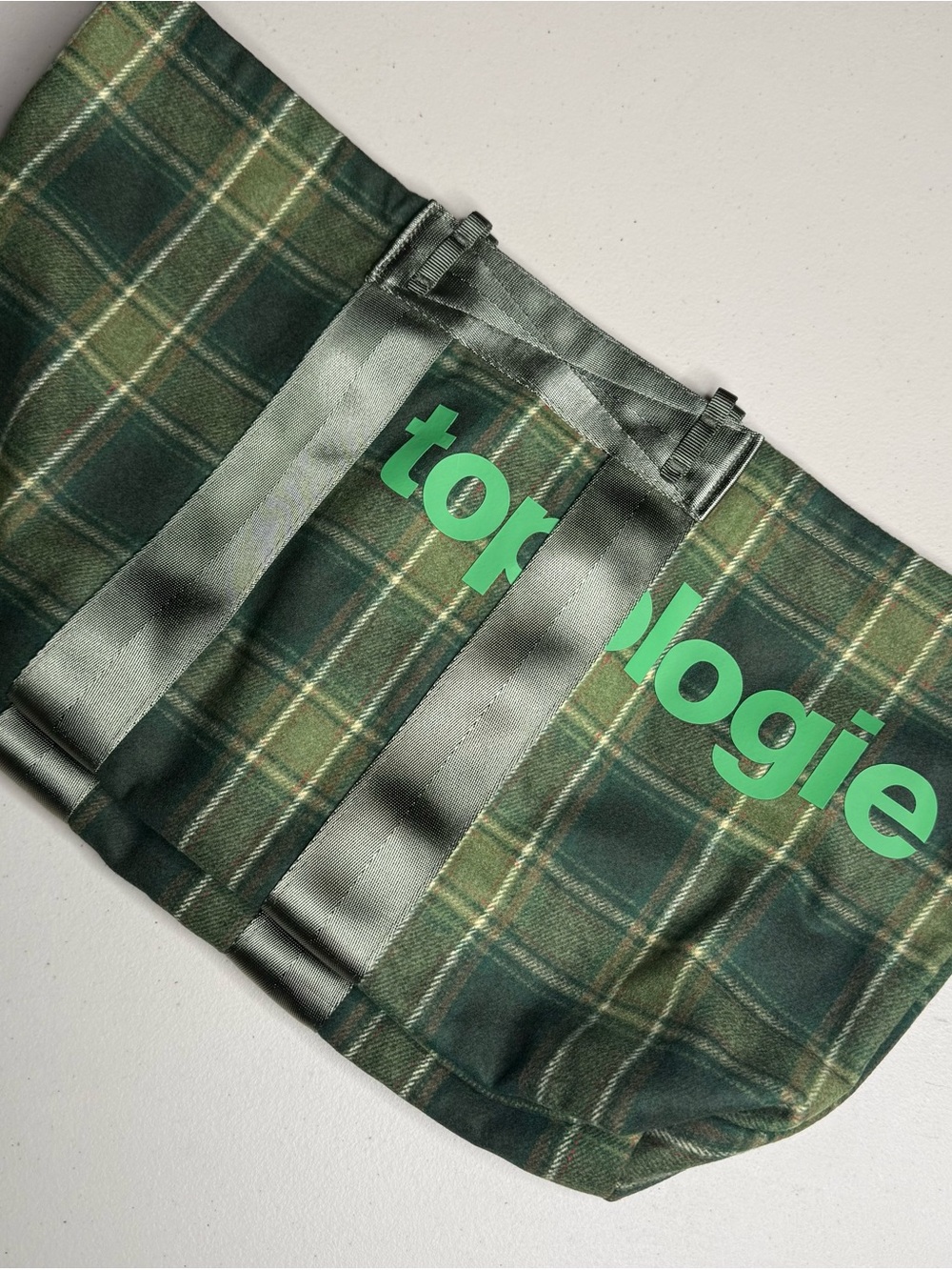 NWT Topologie Summit Tote Wide Medium Green Check Reversible 18L Tote